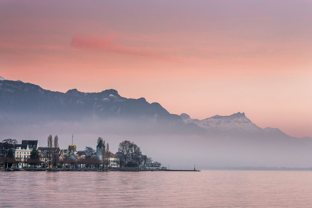 Les berges du Leman, en fin de journée