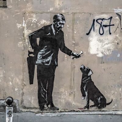 Banksy - Man with a dog