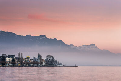 Les berges du Leman, en fin de journée