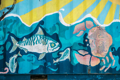 Street Art Fish and Crab