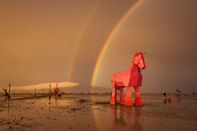 BURNING MAN 2023 - DOUBLE RAINBOW ON PLAYA