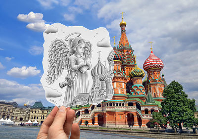 Pencil vs Camera - St Basil Cathedral