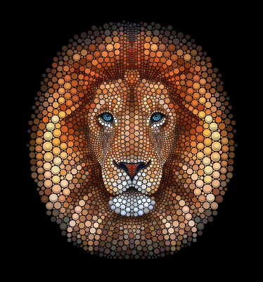 Lion face made of circles