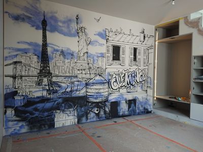 Fresque PARIS NYC pour chambre de jeune fille